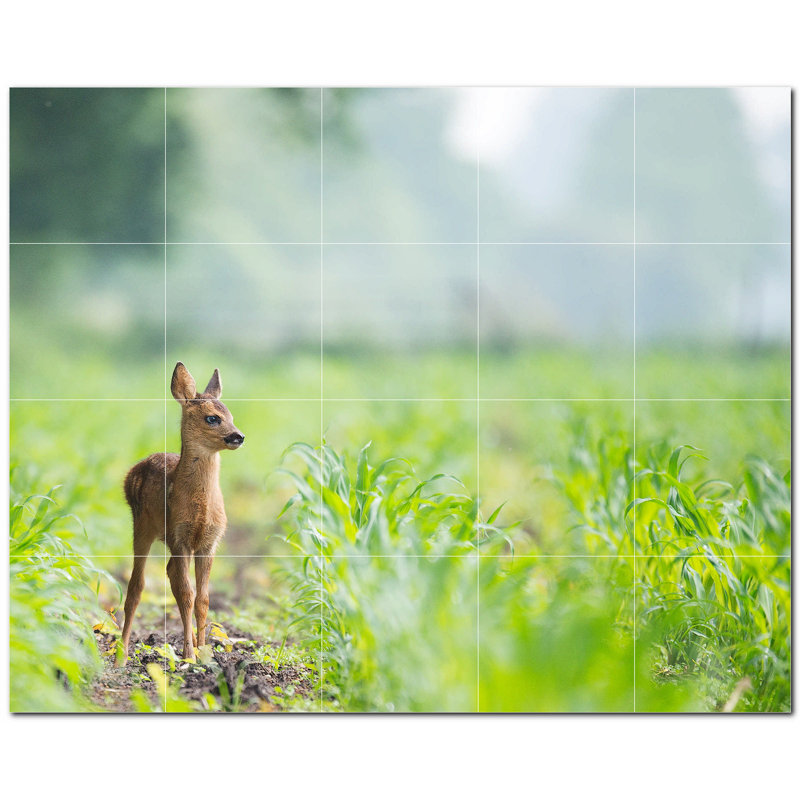 Murale décorative en céramique cerf 8 po x 8 po Deer Photo