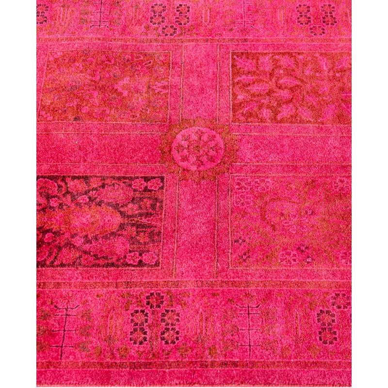Overdyed Hand-Knotted Wool Modern-Contemporary Pink Runner 2' 7" x 17' 4"