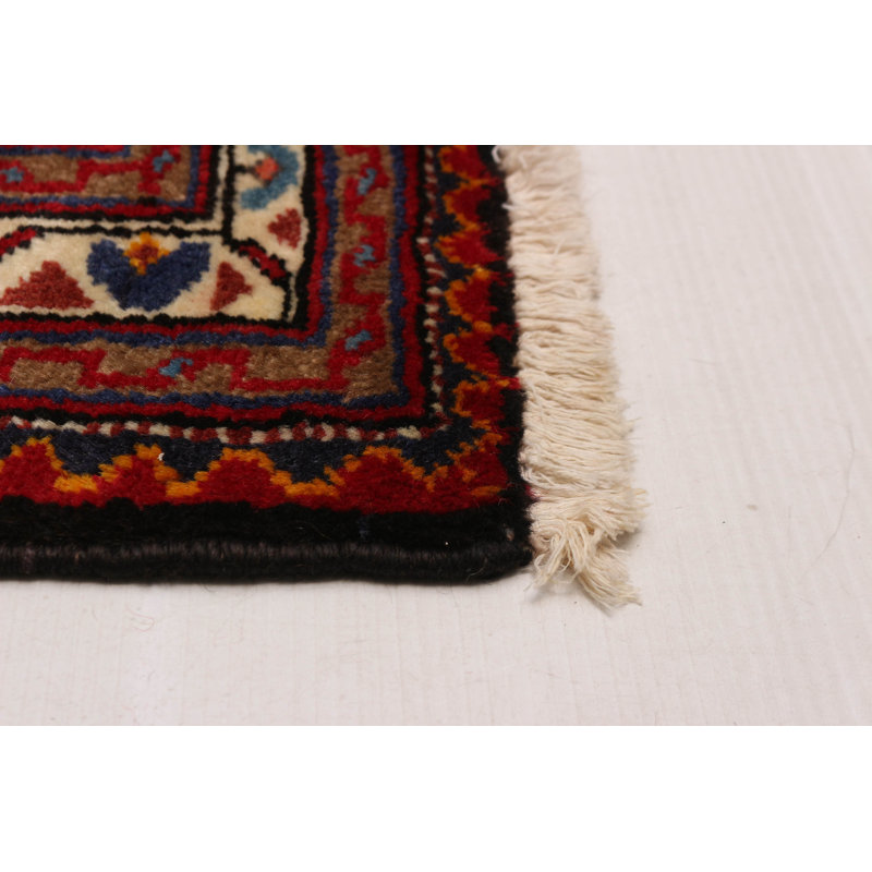 Tapis noir et rouge en laine noué à la main 3 pi 3 po x 5 pi 1 po Anatolian