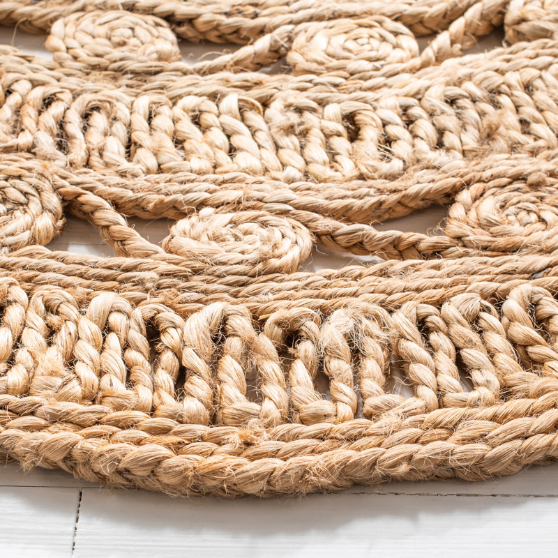 Tapis naturel tissé à plat à la main Wilton, Rond 5 pi
