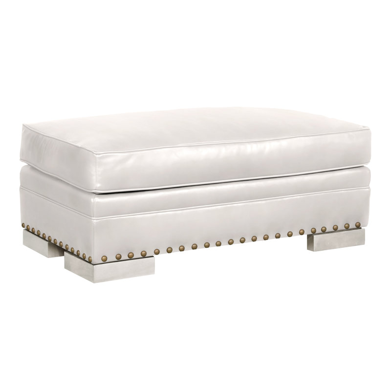 Riverside Upholstered Ottoman, Casa Blanca, Regent Chalk Genuine Leather, No
