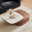Table basse carrée en noyer fritté + bois manufacturé