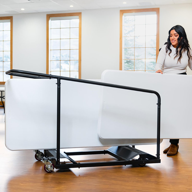 Black Steel Table Cart with Locking Wheels