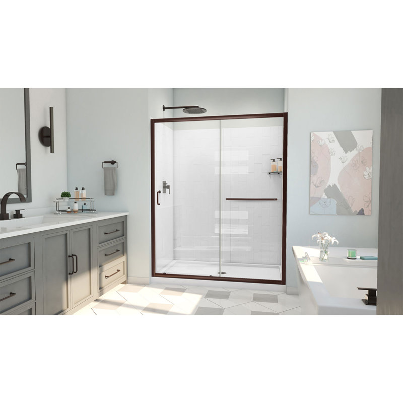 60" W x 34" D x 78" H Semi-Frameless Rectangle Shower Kit, Oil Rubbed Bronze