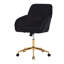 Fauteuil ergonomique Ty pour la maison, la chambre ou le bureau - Velours noir, coussin moelleux, base dorée stable, fauteuil pivotant confortable et réglable