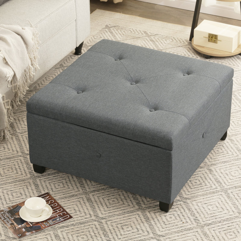 28" Linen Storage Ottoman Bench with Button Tufted 
