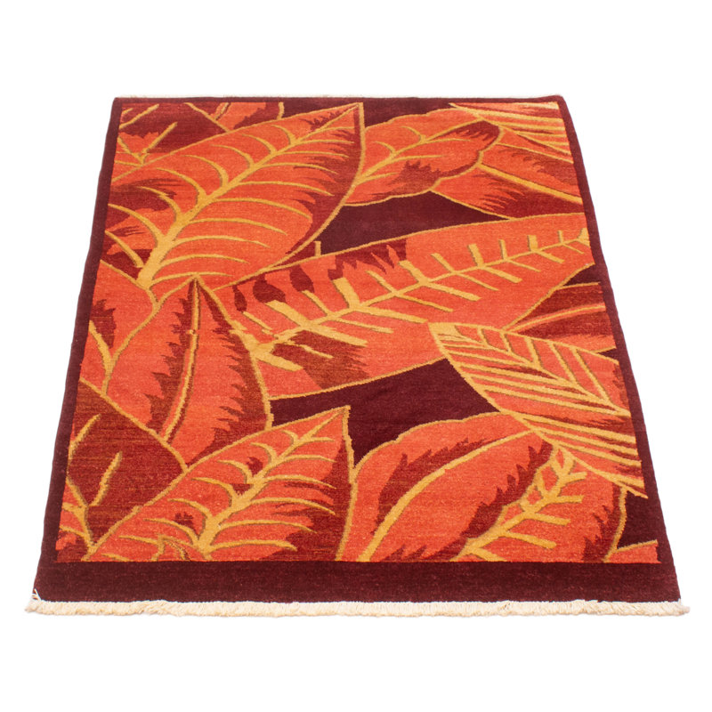 Tapis unique marron en laine noué à la main 4 pi 3 po x 6 pi 3 po New Age