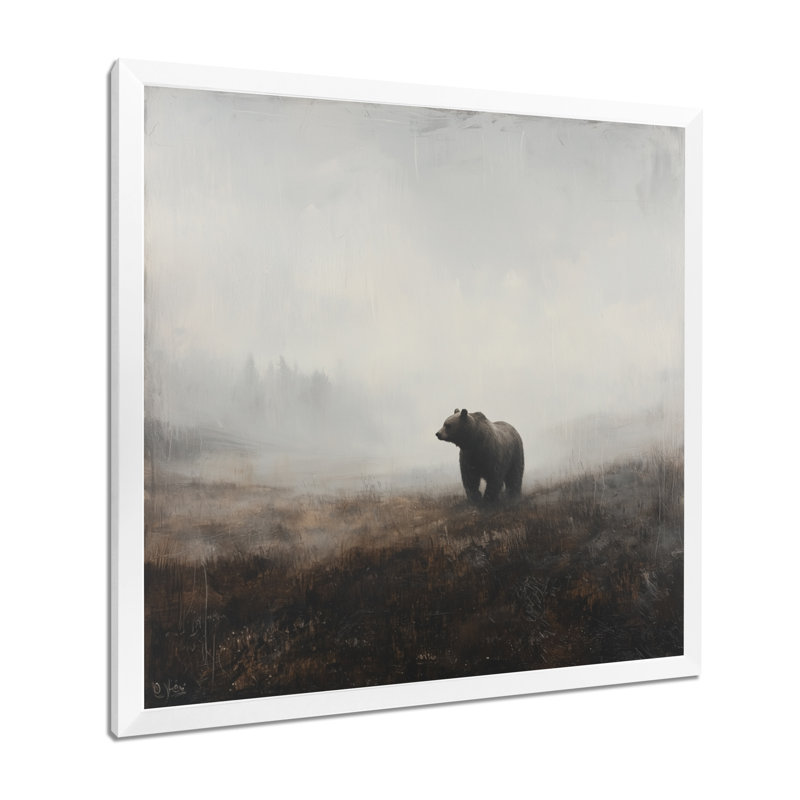 Ours Gennieve dans la vallée brumeuse - ours, art mural, H 30 po x l 30 po, Reproduction encadrée d'une seule photo, Blanc