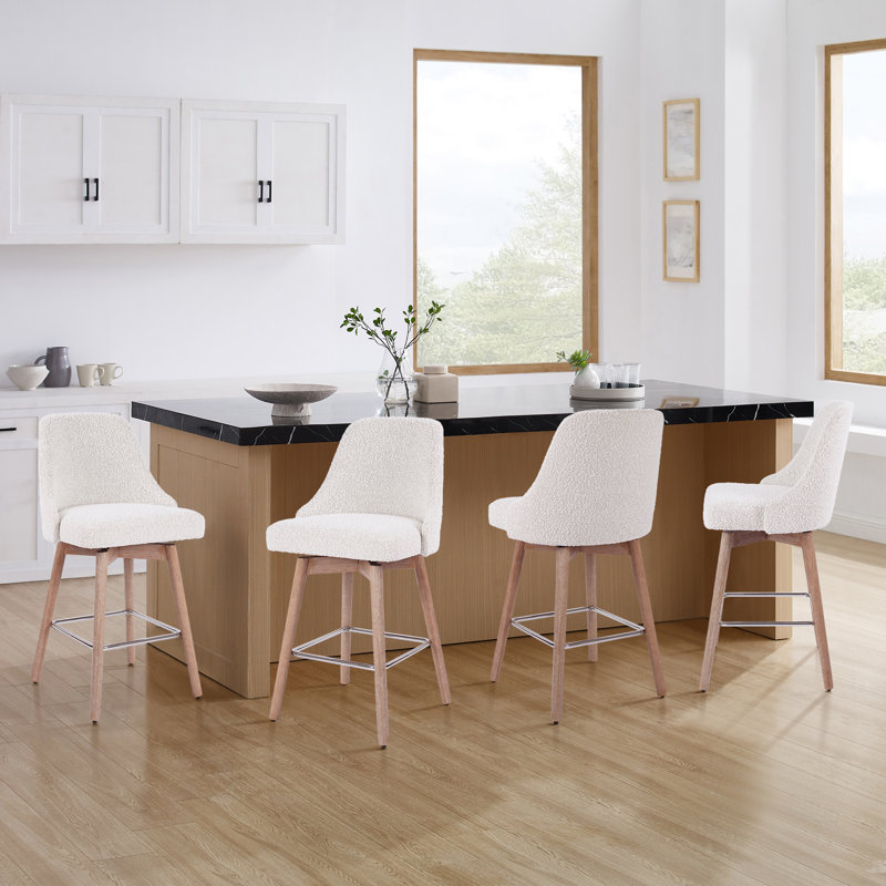 Cronk Swivel Bar Stool, White/Brown