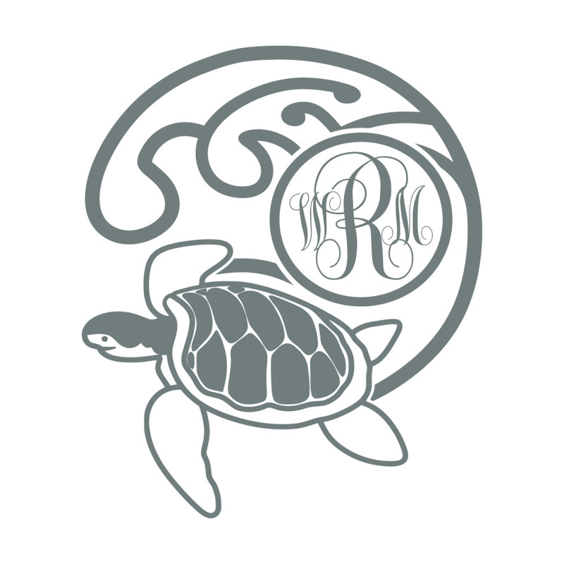 Décalcomanie murale chambre monogramme tortue, Gris, Oui