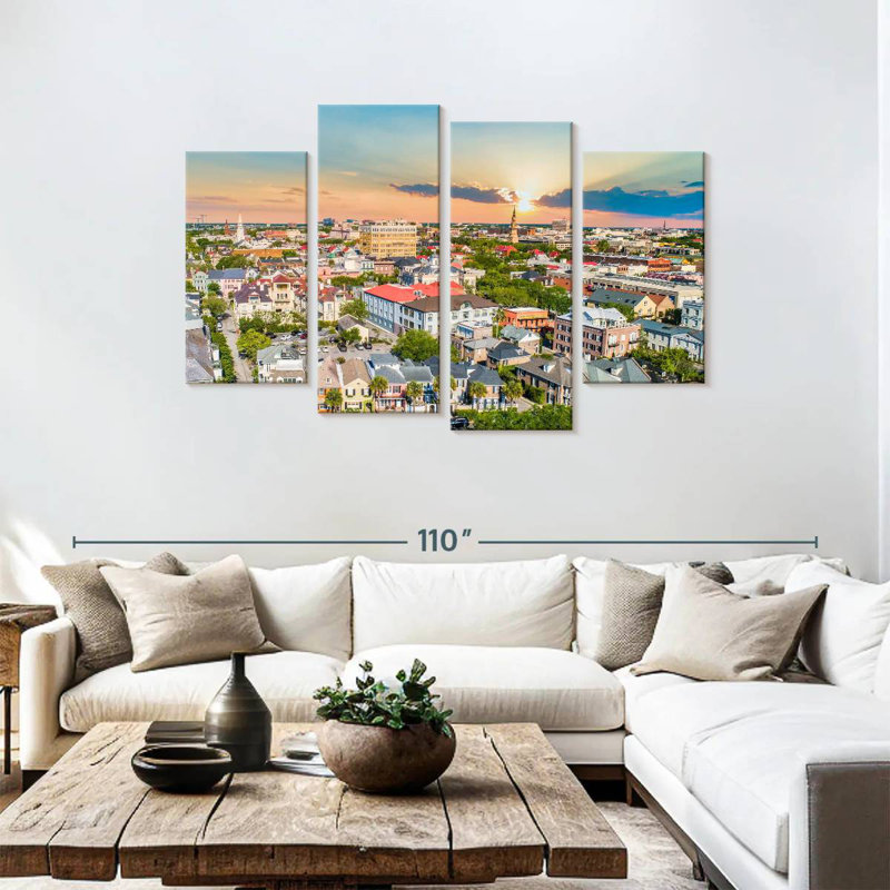 Vue aérienne du centre-ville de Keesha, Charleston, H 48 po x l 75 po