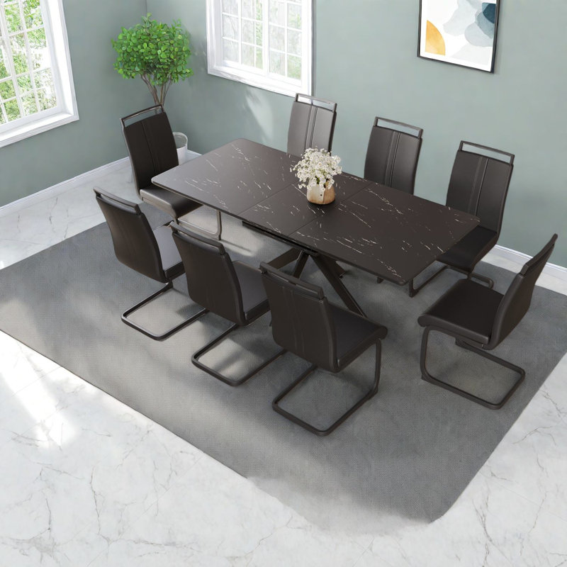 Extendable Dining Table Sets(must Include Both Table And Chair), Mdf Metal Modern Home