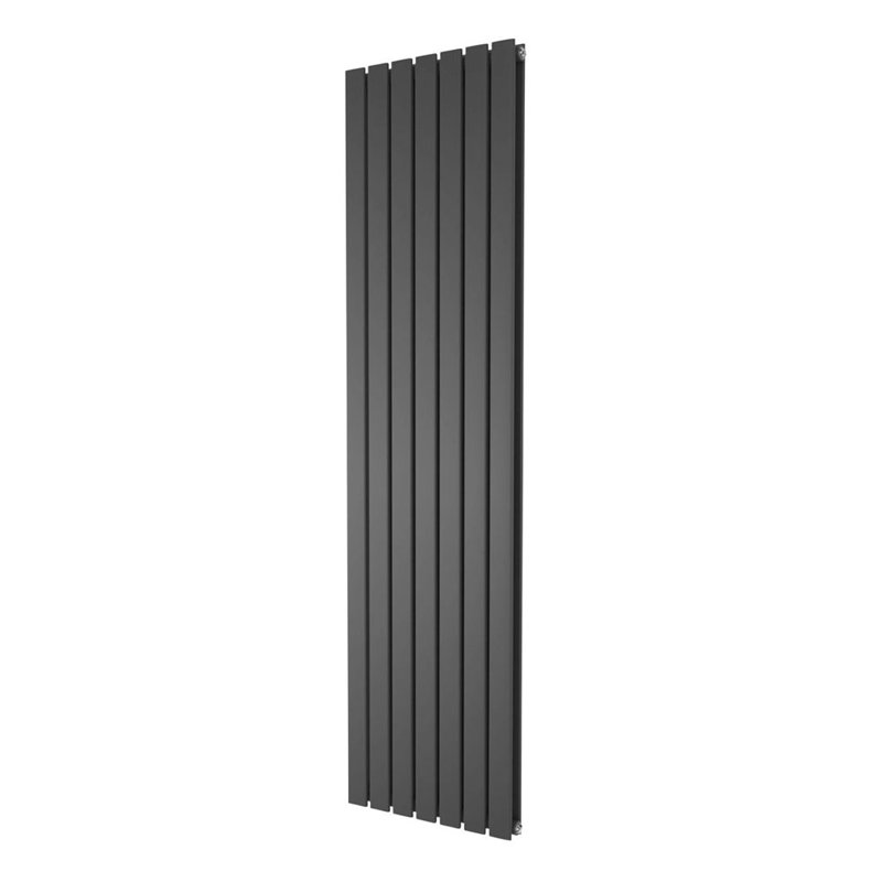 Peter Vertical Flat Double Panel Radiator, Grey, 1600mm H x 475mm W