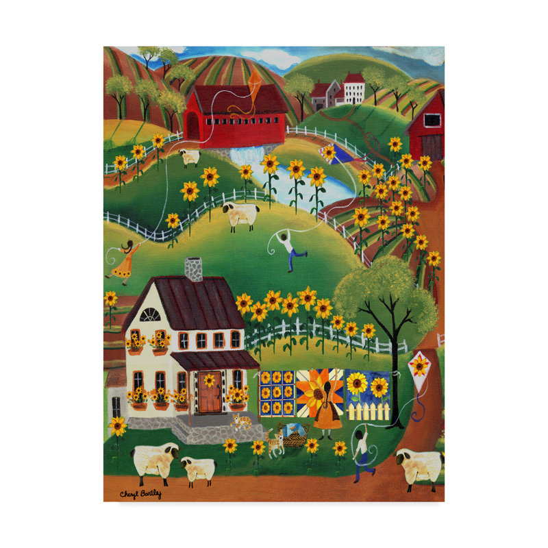 Reproduction sur toile en brun clair / vert / orange / jaune / blanc, H 32 po x l 24 po x P 2 po