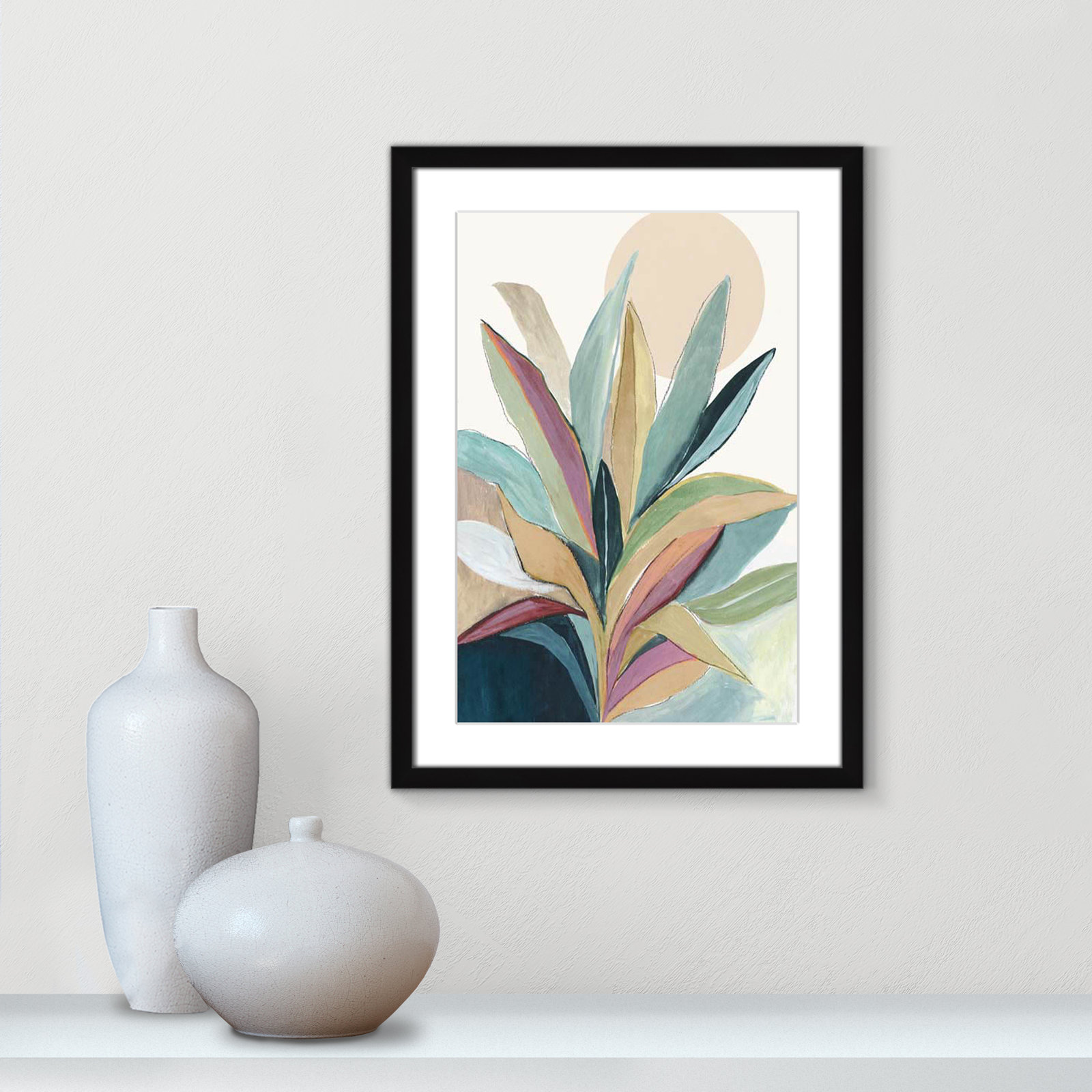 Byer "Sunny Bright Leaves I" Print by Asia Jensen, Black Single Picture Frame, Yes, 23" H x 17" W x 1.25" D