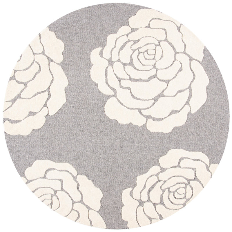 Cannen Hand Tufted Wool Floral Rug, Round 6'
