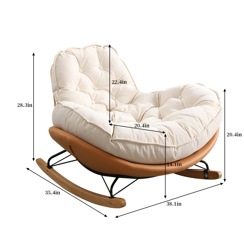 Modern Upholstered Rocking Chair, Orange