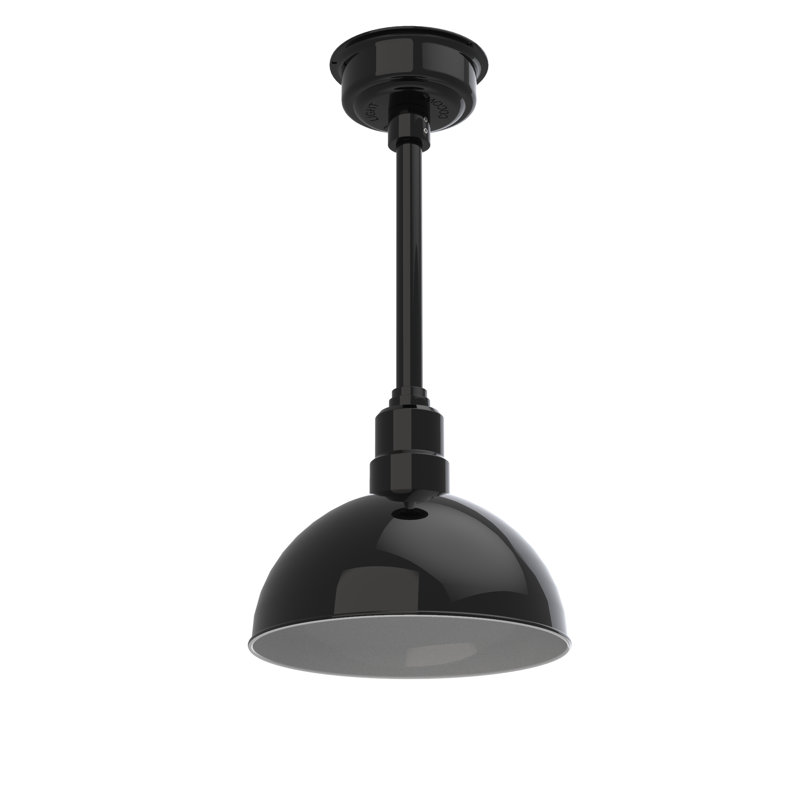 Luminaire suspendu 1 lumière del à simple dôme Dipkarpaz, H 48 po x l 12 po x P 12 po, Noir