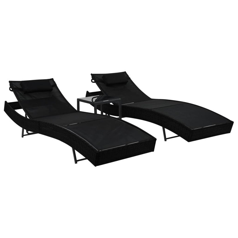 Chaise longue double 16 po, Noir
