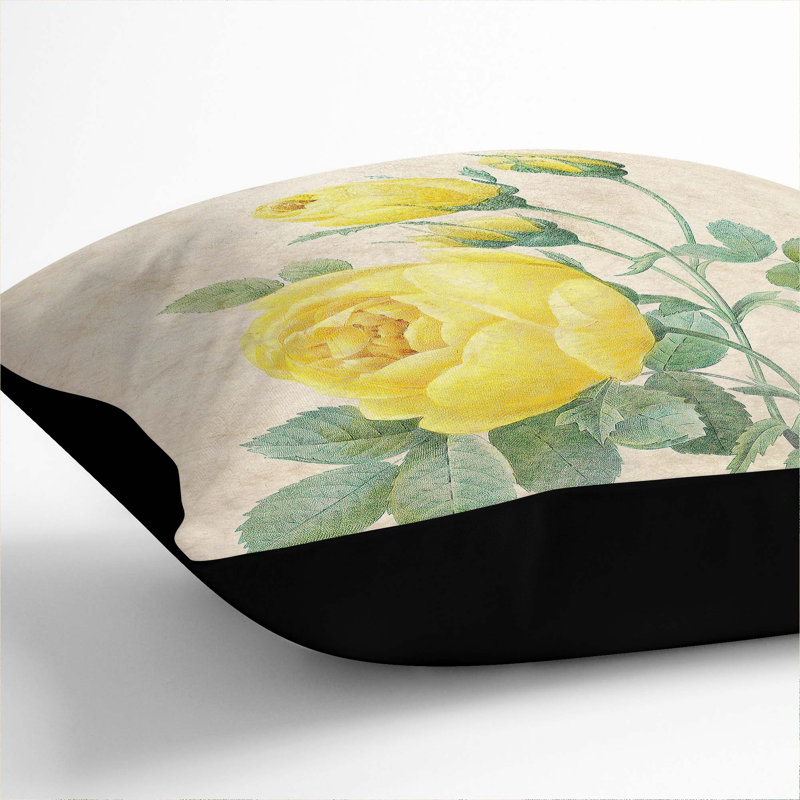Floral Square Throw Cushion, 55cm H x 55cm W x 20cm D, Black