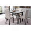 Ensemble de table de salle à manger 5 pièces en faux marbre avec 4 coussins épais, blanc / beige + noir