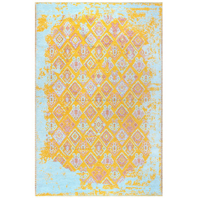 Tapis réversible en coton tissé lavable rose orange sarcelle Alfa Rich
