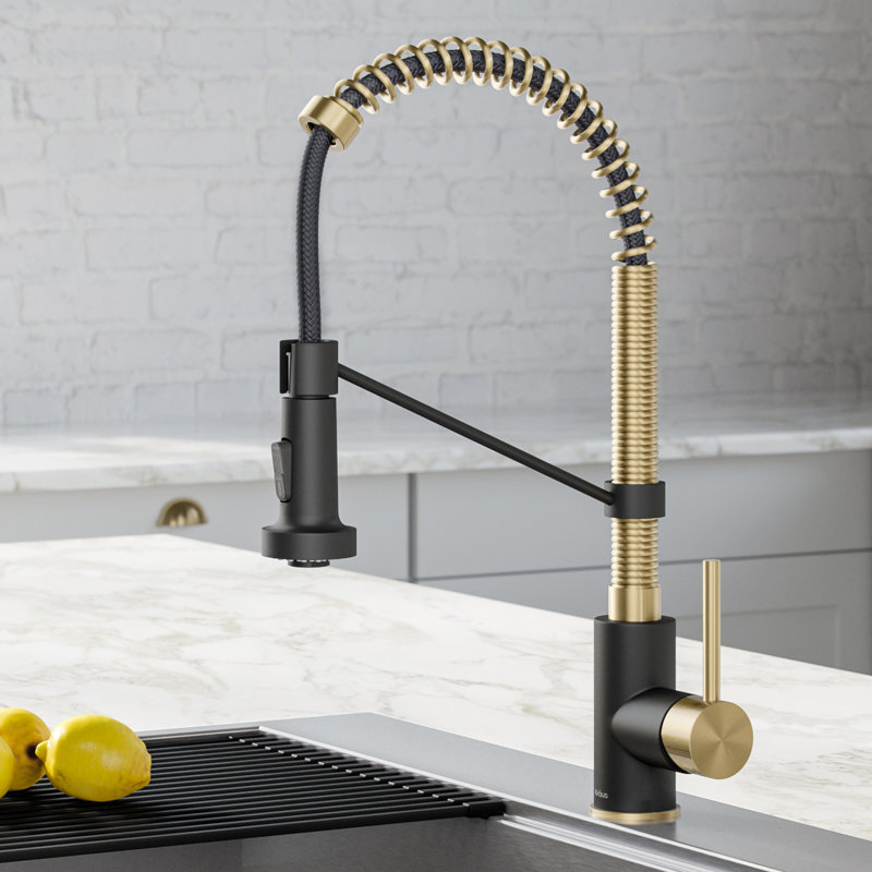 KRAUS Bolden Commercial Style 2-Function Single Handle Pull Down Kitchen Faucet, Matte Black