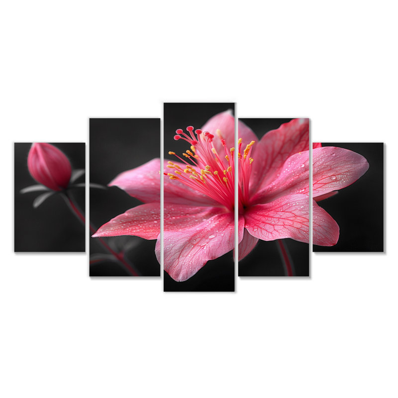 Rose, gris, élégant, simplicité, fuchsia - ensemble d'art mural fuchsia