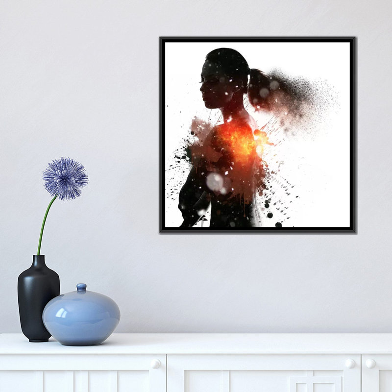 « mimmi », impression sur toile, H 18 po x l 18 po x P 1,5 po, Toile avec cadre noir, Pas de tapis