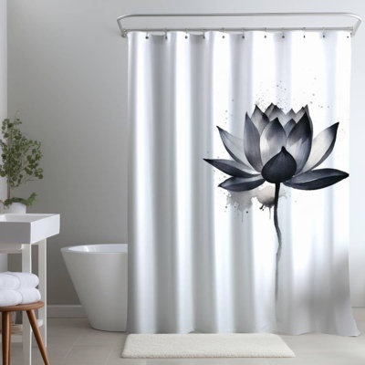 Floral – Polyester Shower Curtain, Dye Sublimation Print, 71" W × 74" L