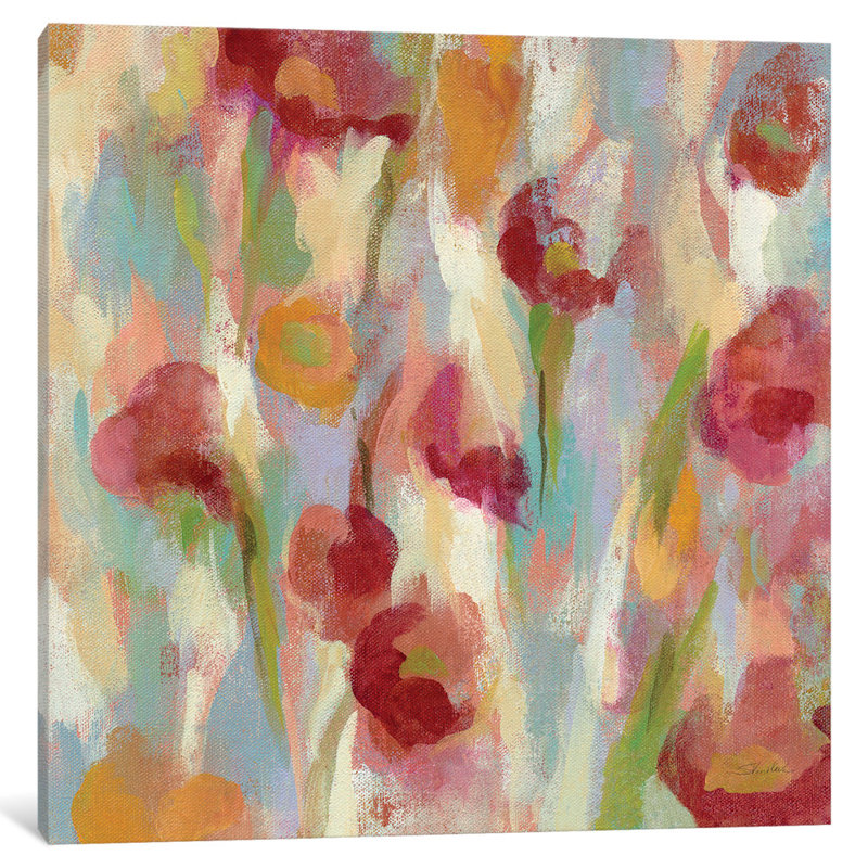 « aéré floral ii », reproduction d’art sur toile tendue, H 26 po x l 26 po x P 1,5 po