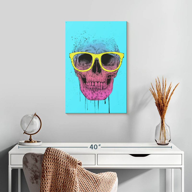 Crâne pop art avec lunettes Kerner, H 24 po x l 16 po