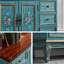 Buffet bleu en bois massif