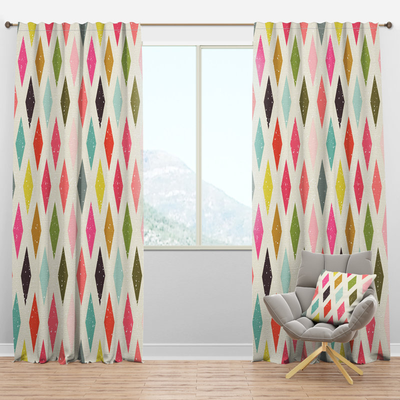 Diamond Retro III - Mid-Century Curtain - Velvet Room darkening - 1 panel, 52"W x 90"L