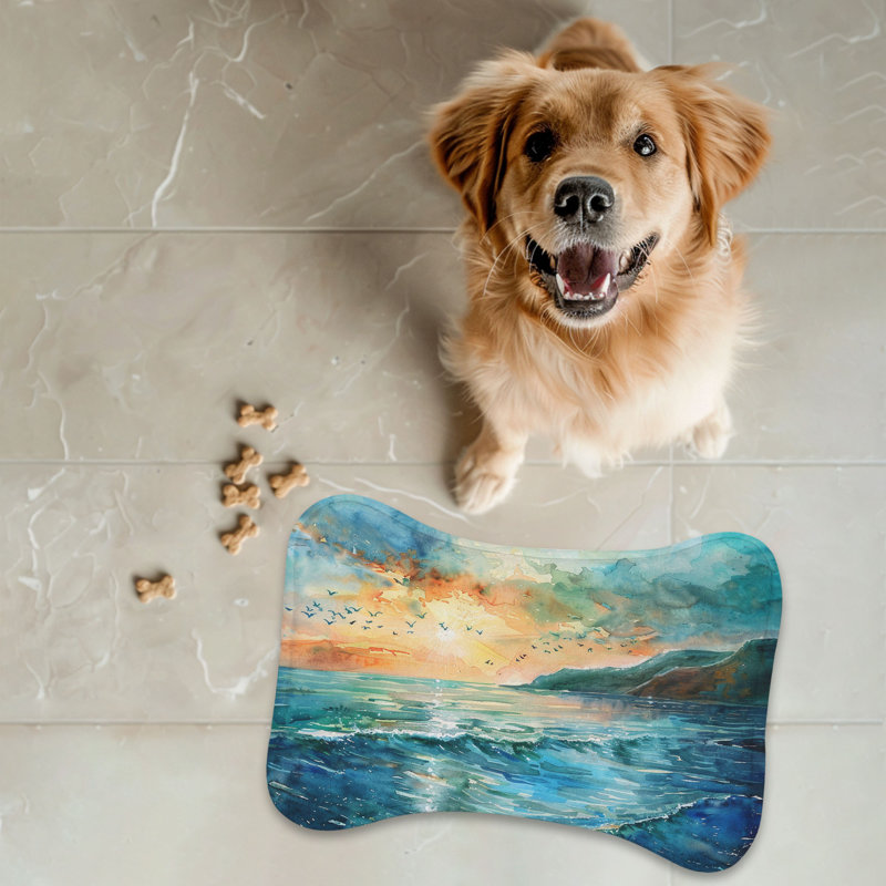 Watercolor Ocean Scenes - Tapis d'alimentation en os 1 pièce
