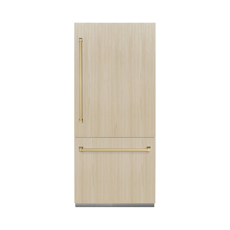 ZLINE Autograph 36 in. Panel Ready Refrigerator w/ Grey Interior and Black Accents