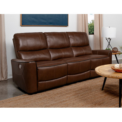 Ekanta Upholstered Power Reclining Sofa Saddle Brown