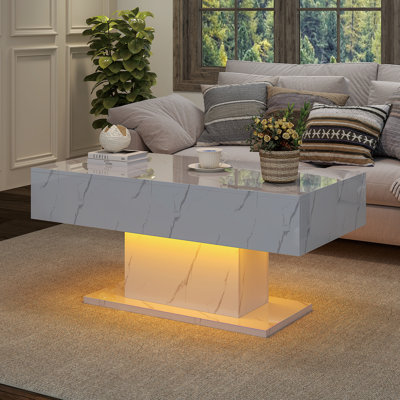 110x55x50cm High Gloss Coffee Table with 16 Colors LED Lights