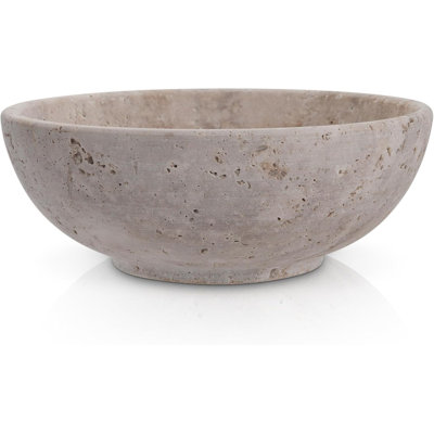 Bol décoratif en travertin naturel de 8 po - bol à calcaire et four à fruits de 4 lb pour table basse et vestibule