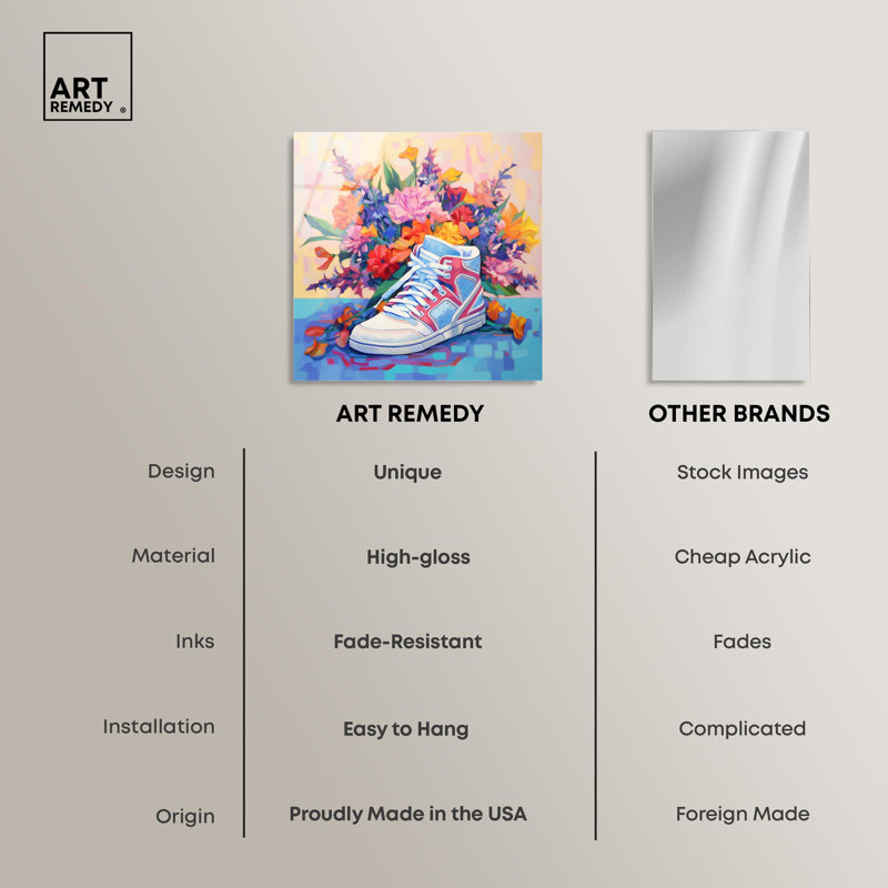 Art mural Sneaker Sneaker Bouquet II par Art Remedy, prêt à être accroché, H 12 po x l 12 po