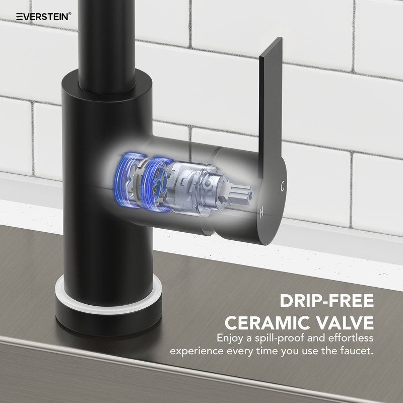  Pull Down Sprayer Kitchen Sink Faucet, Single Handle Kitchen Faucet with LED Light Base, Matte Black