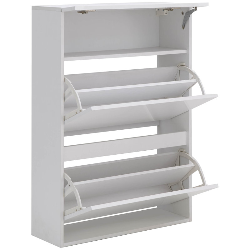 Kedzie 12 Pair Flip Down Shoe Storage, White