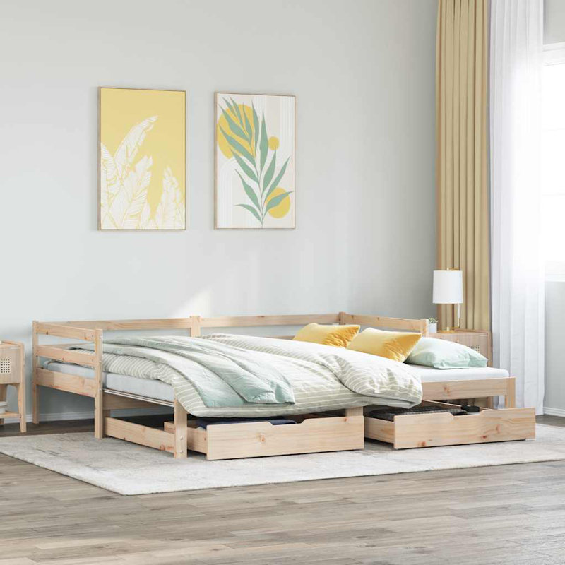 Blasingim Solid Wood with Trundle, 164 x 203.5 cm, Natural