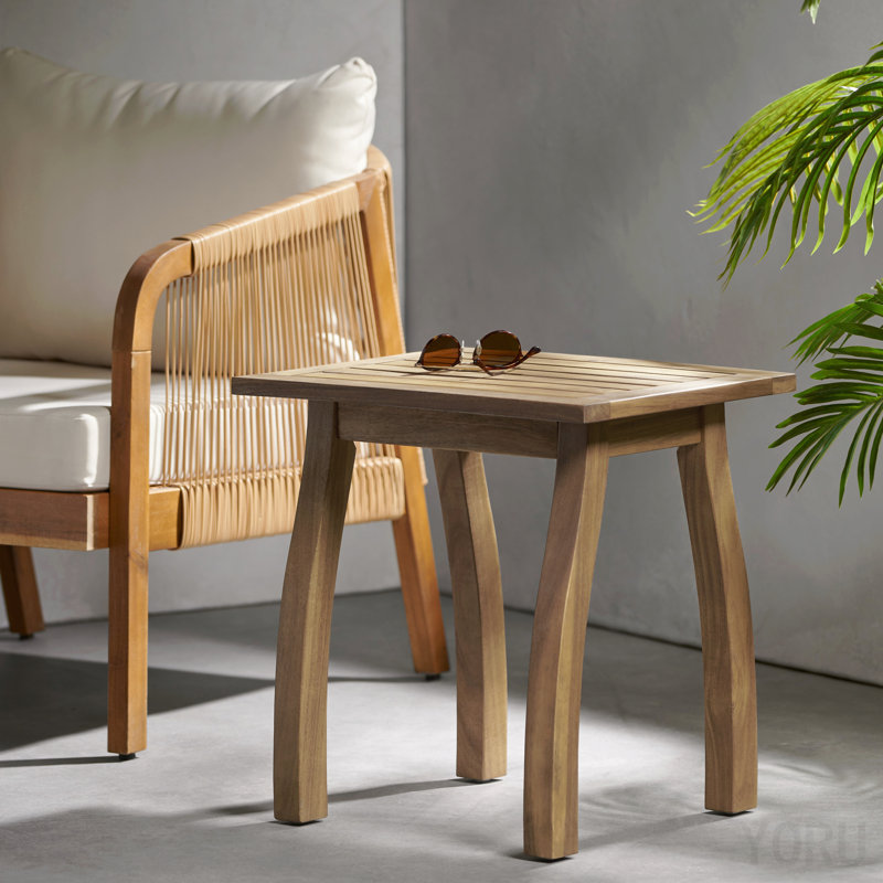 Rectangular Solid Wood Outdoor Side Table , 19 " W 15 " D