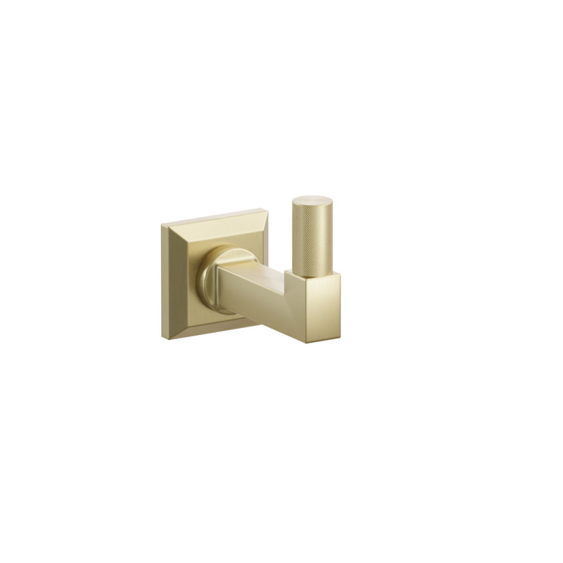 Emtek Select Single Hook w/ Chamfered Square Rosette, Square Stem & Knurled Tip, Satin Brass