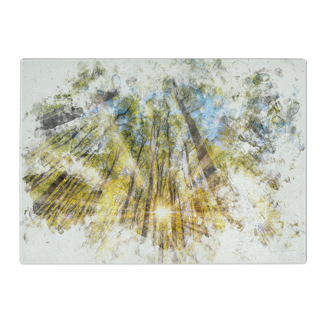 Tempered Glass Sunrays Through the Forest Chopping Board
