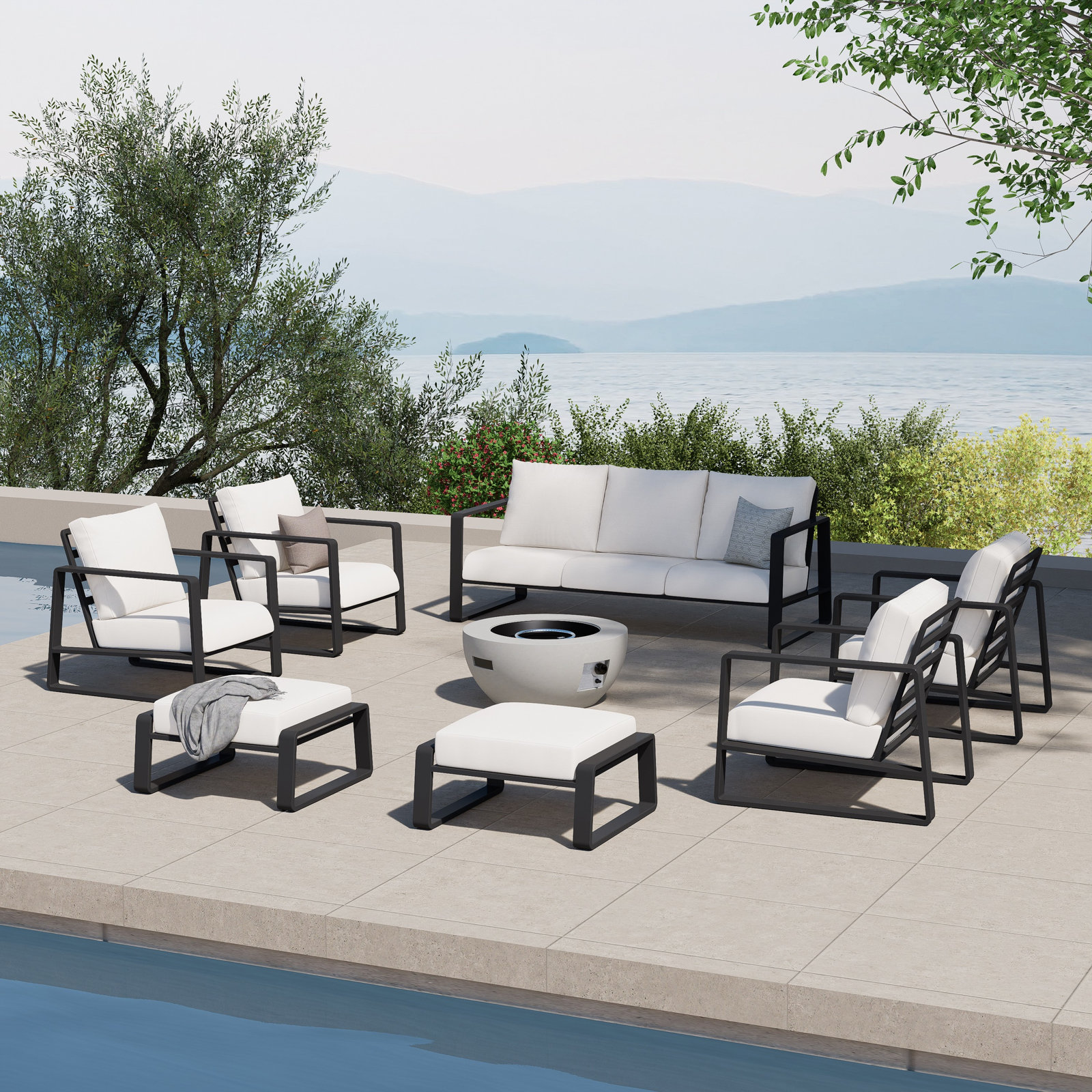 Leanna 7-Person Complete Patio Set, 4, Yes