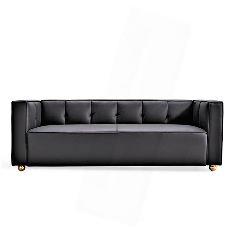 Canapé en polyester à dossier bas capitonné, élégant canapé 3 places pour les salons de style bord de mer et de campagne moderne, largeur de 87 pouces, assemblage facile