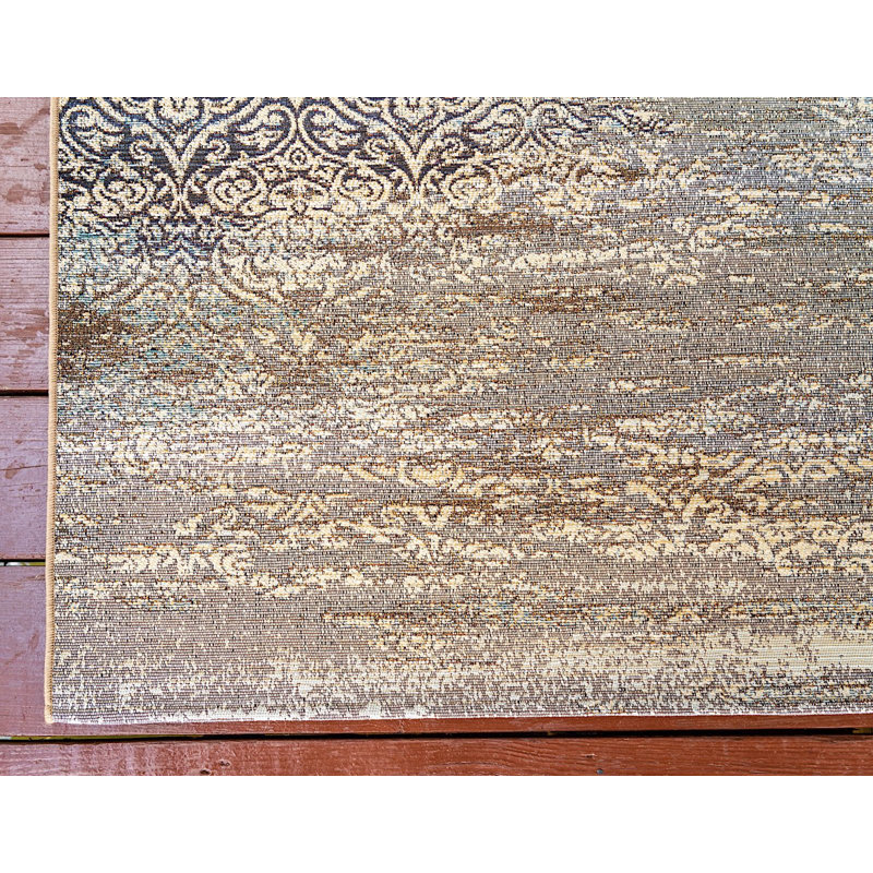 Outdoor Veranda Area Rug Neutral Color, Rectangle 4' x 6'