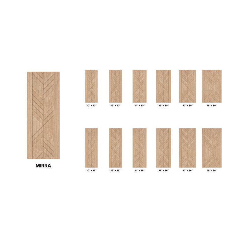 80" Mirra Slab Only Mahogany Flush Panel Door - Contemporary, Modern, Unfinished, 34" x 80" [34" Door]